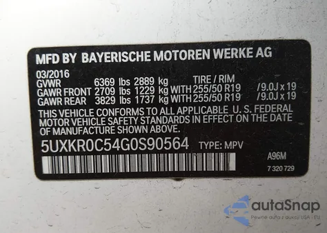 2016 BMW X5 xDrive35I z USA, uszkodzony, nr VIN 5UXKR0C54G0S90564